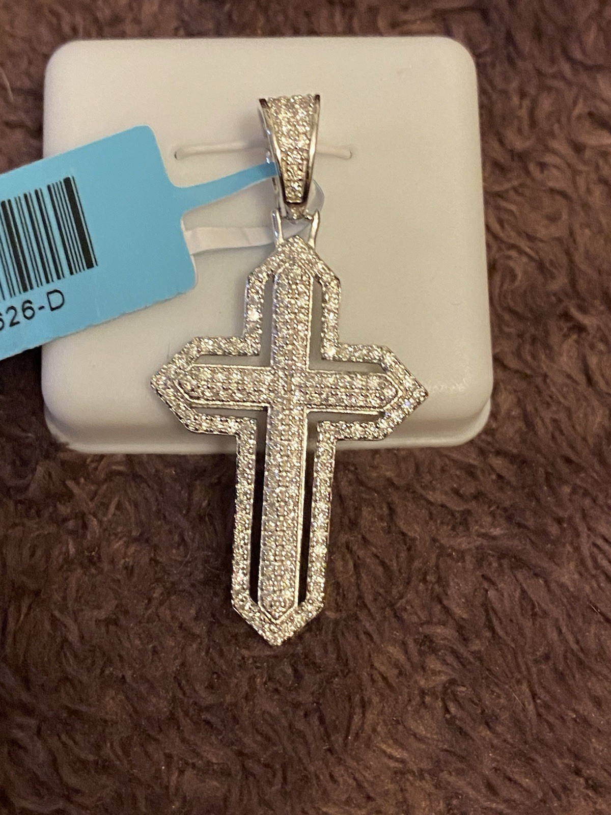 Moissanite Cross Pendant 0.96ctw Clear Pavé 925 Sterling Silver Z14626-D