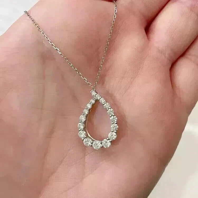 1.00 Ct Round Cut Moissanite Women’s Pendant 14k White Gold Plated