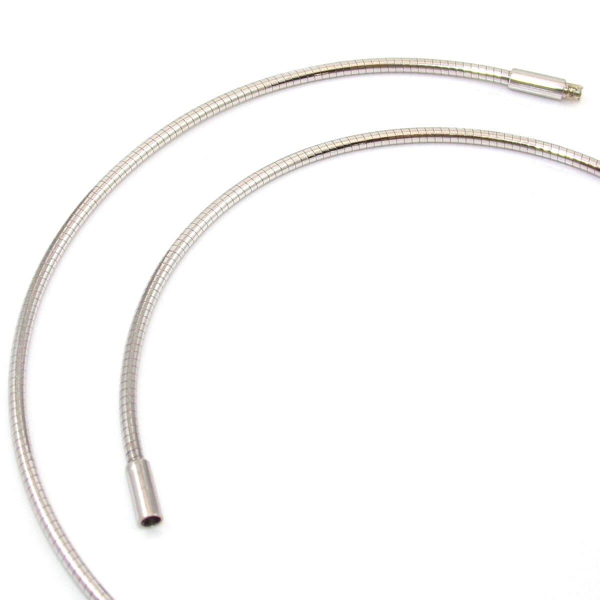 14K White Gold Italy Round Tube Snake Chain Necklace 18.5″