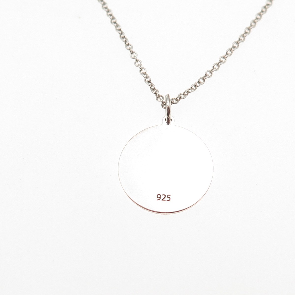 925 Sterling Silver Blue Enamel Male Symbol Round Tag Cable Chain Necklace 18″