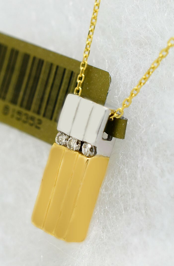 GENUINE DIAMOND PENDANT 14K YELLOW & WHITE GOLD ** Free Shipping & Chain**