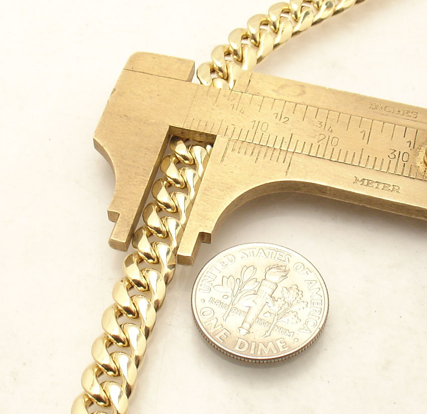 7mm Semi-Solid Tight Cuban Chain Necklace Box Clasp Lock Real 10K Yellow Gold