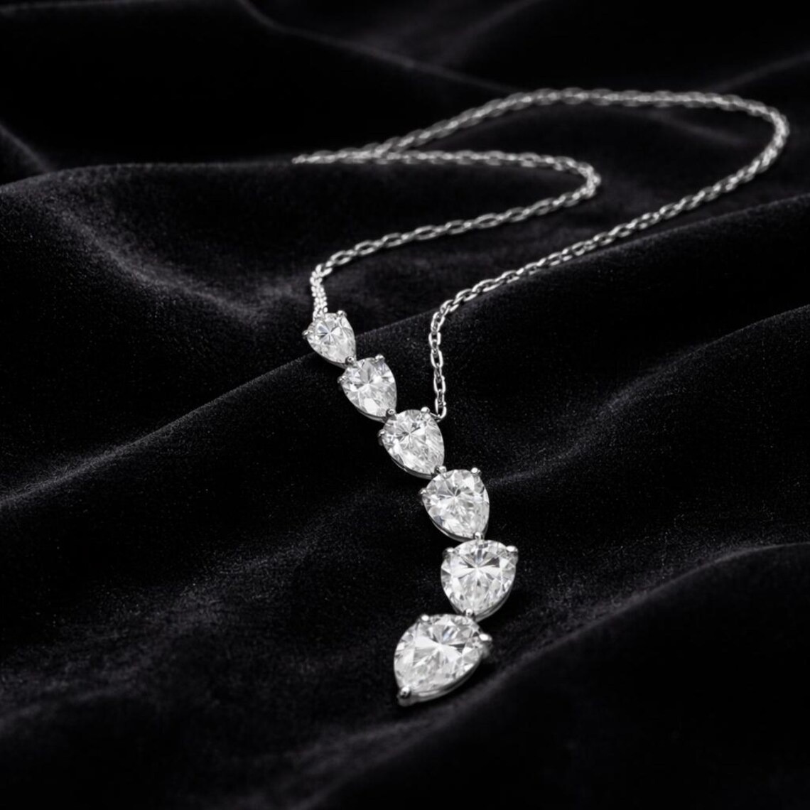 7.60 Ct Certified Treated White Diamond Solitaires Chain Necklace,925 Silver