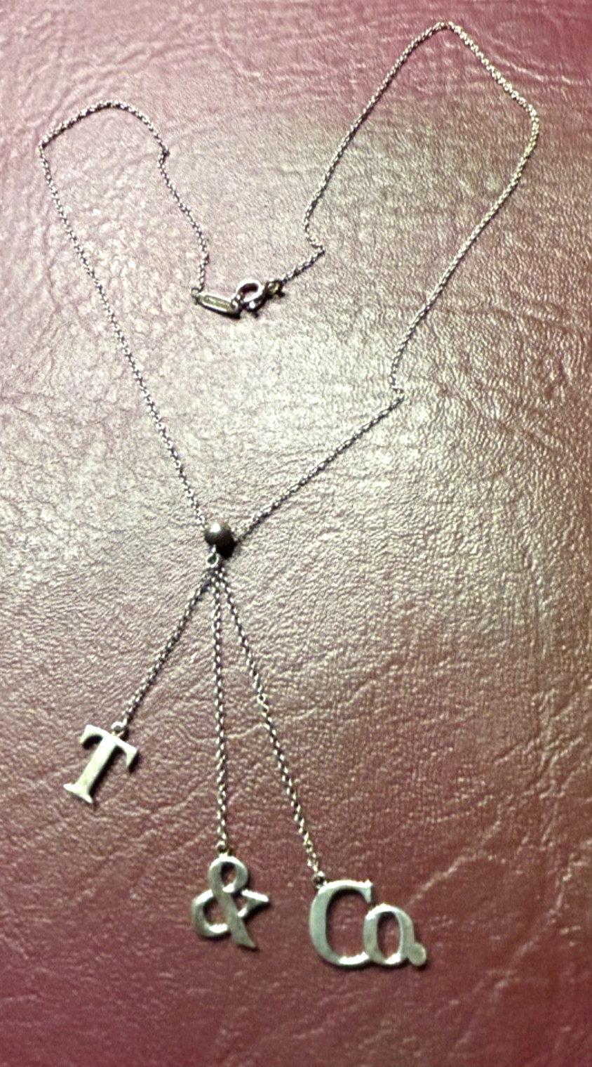 Tiffany & Co Sterling Silver T&CO Letters Lariat Necklace-excellent – no box.