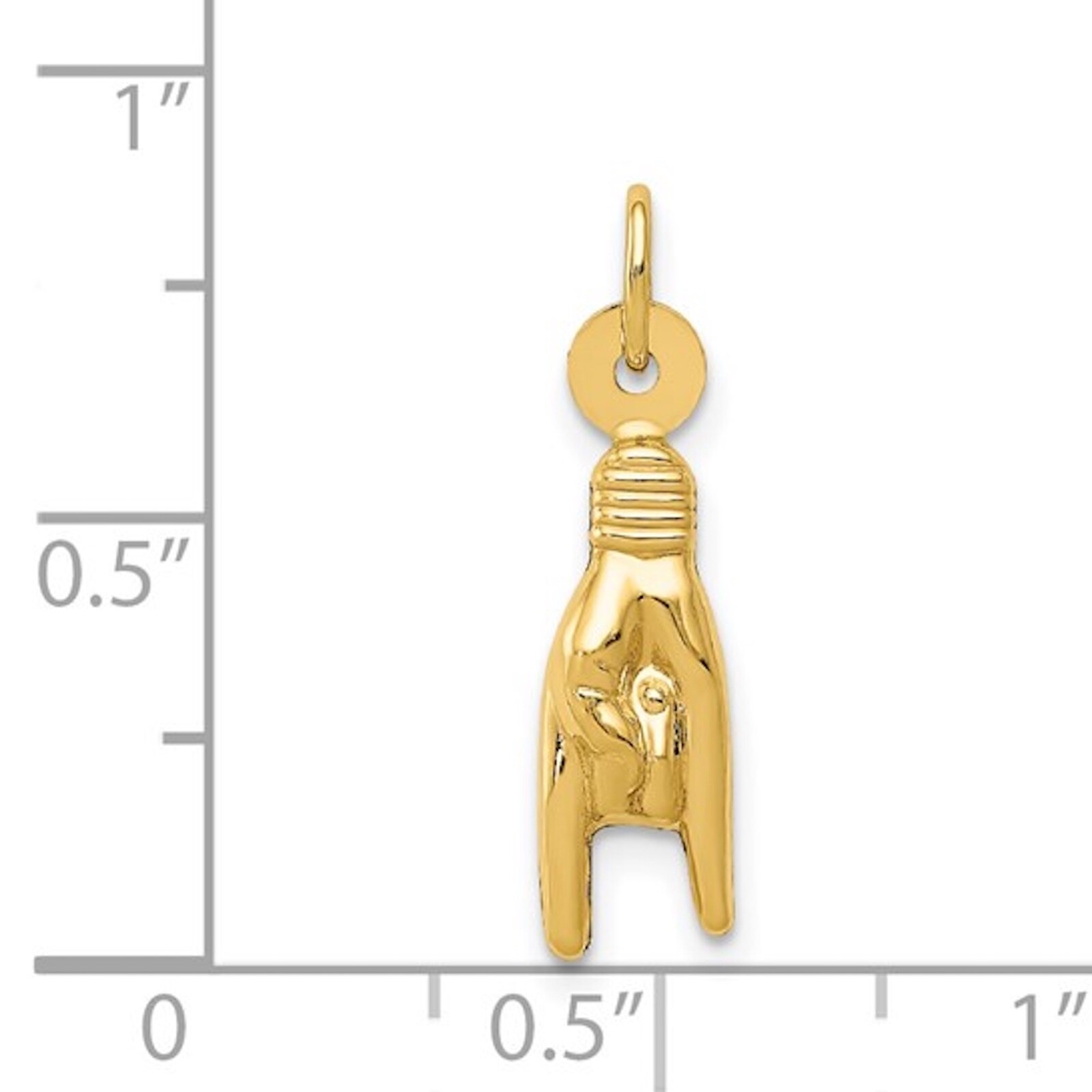 14K REAL Gold 3D Mano Cornuto Pendant, Gold Italian Lucky Hand Charm – 14K6392