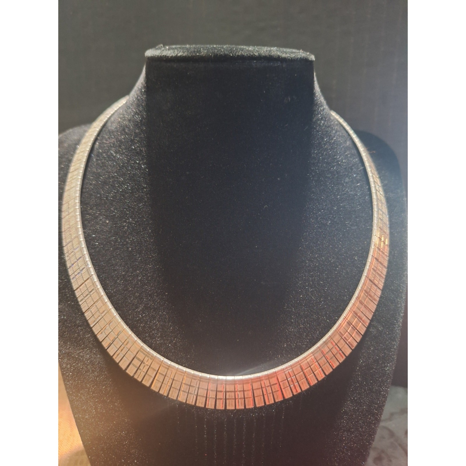 Vintage Italian Sterling Silver Collar Choker Necklace 925 Italy Geometric Tile
