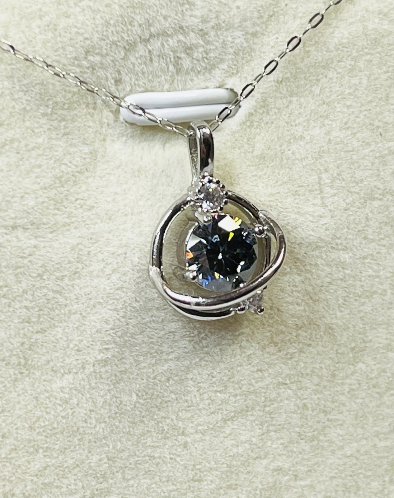 925 Sterling Silver 1 CTW VVS1 Black Moissanite Planet Pendant Necklace