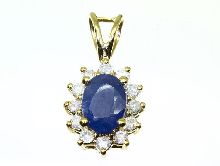 1.14ct Sapphire & Diamond Necklace in 18K & 14K Yellow Gold