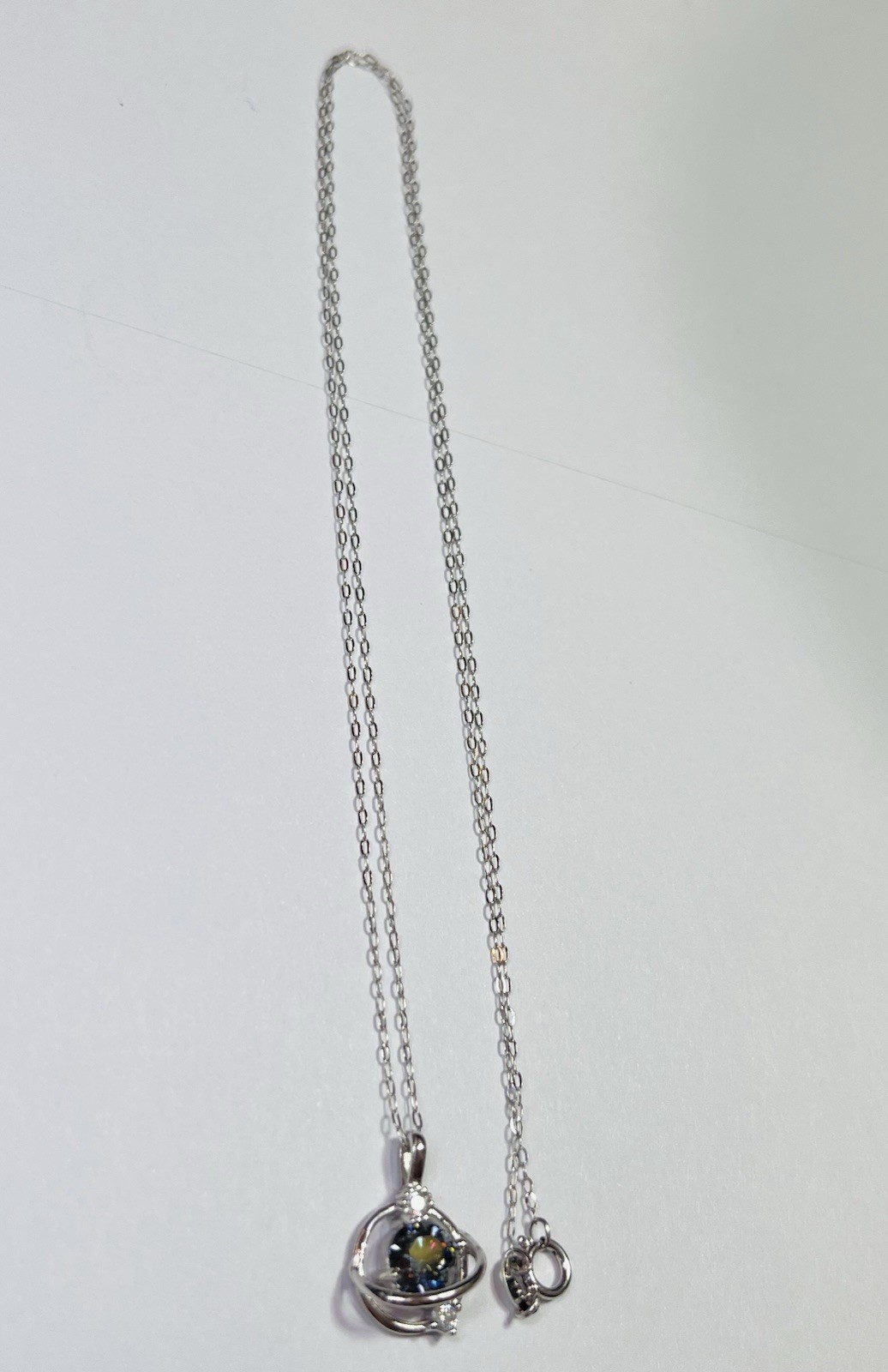 925 Sterling Silver 1 CTW VVS1 Black Moissanite Planet Pendant Necklace
