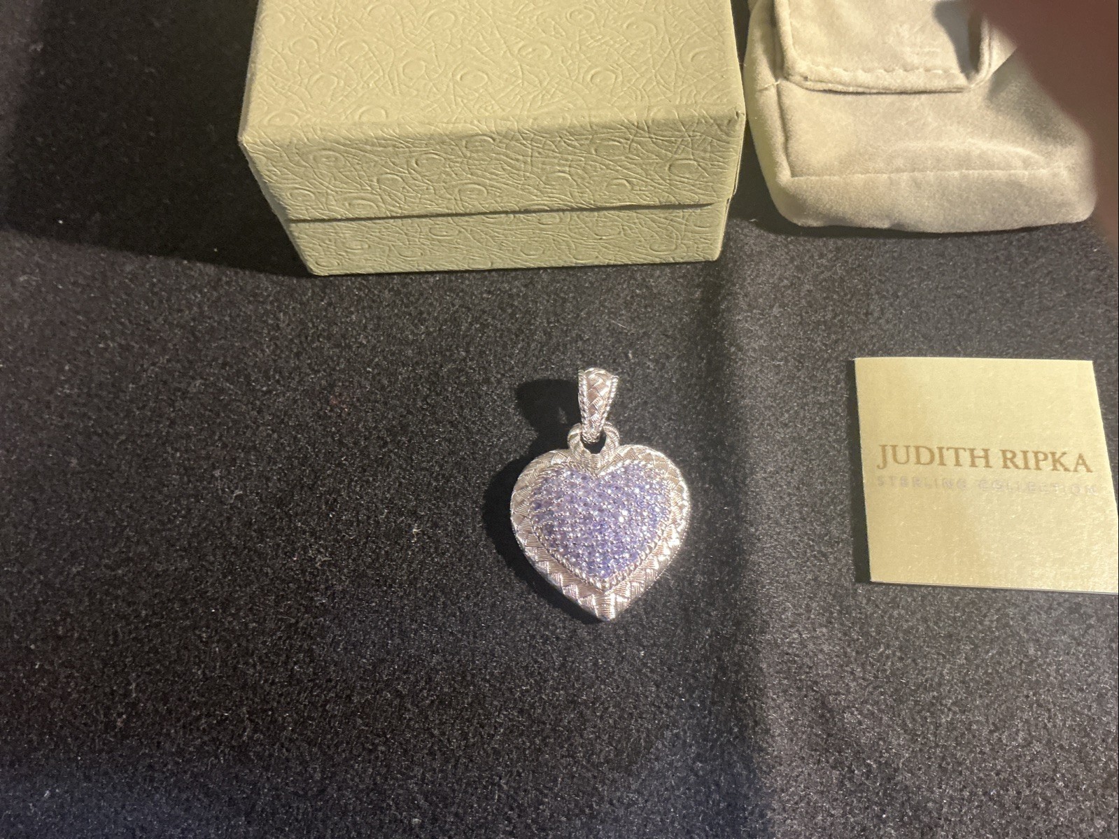 Judith Ripka Sterling Silver 2.4 Ct Tanzanite Heart Pendant Enhancer QVC NEW