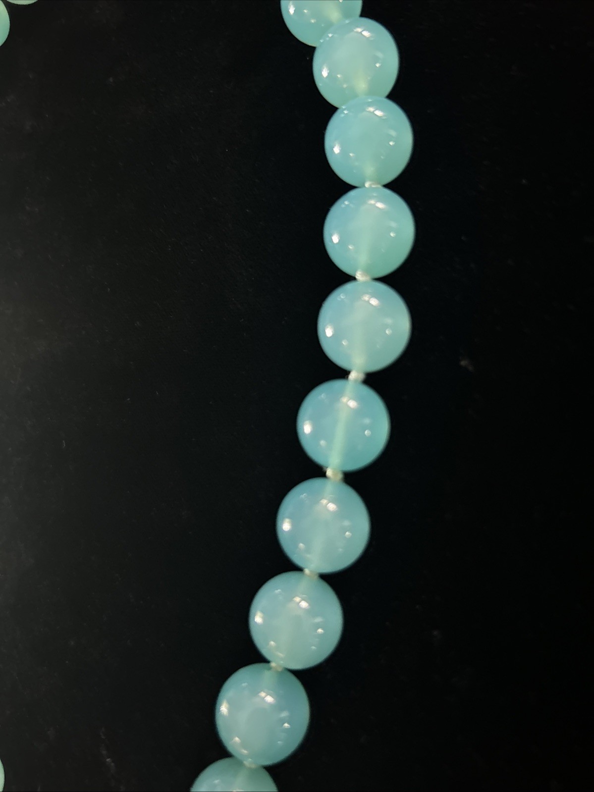 Beautiful Aqua Blue Chalcedony Beads 585 14k Clasp Necklace 19”/115 grams
