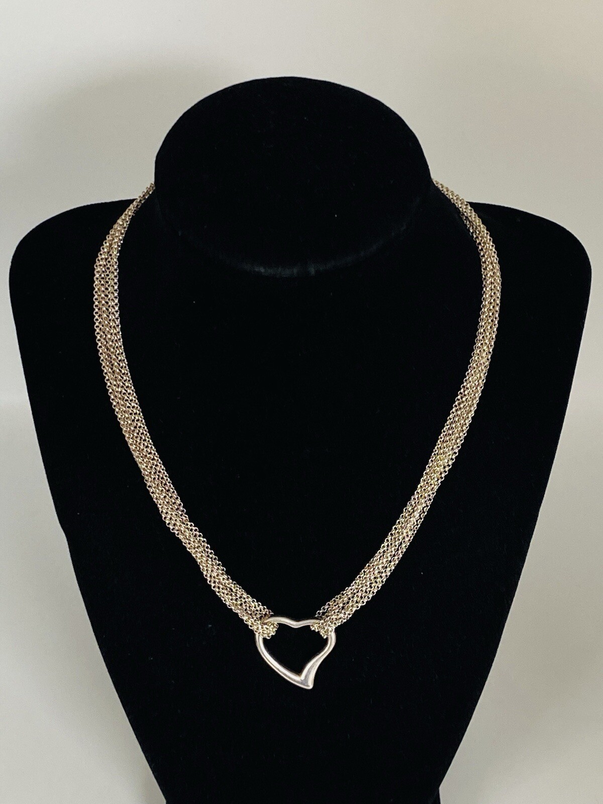 Vintage IBB Sterling Silver Multi Strands Chain Heart Choker Necklace 28-Grams