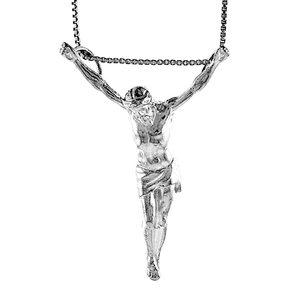 925 Sterling Silver Body of Jesus Christ Pendant 1 7/8 (47mm) Inch Tall