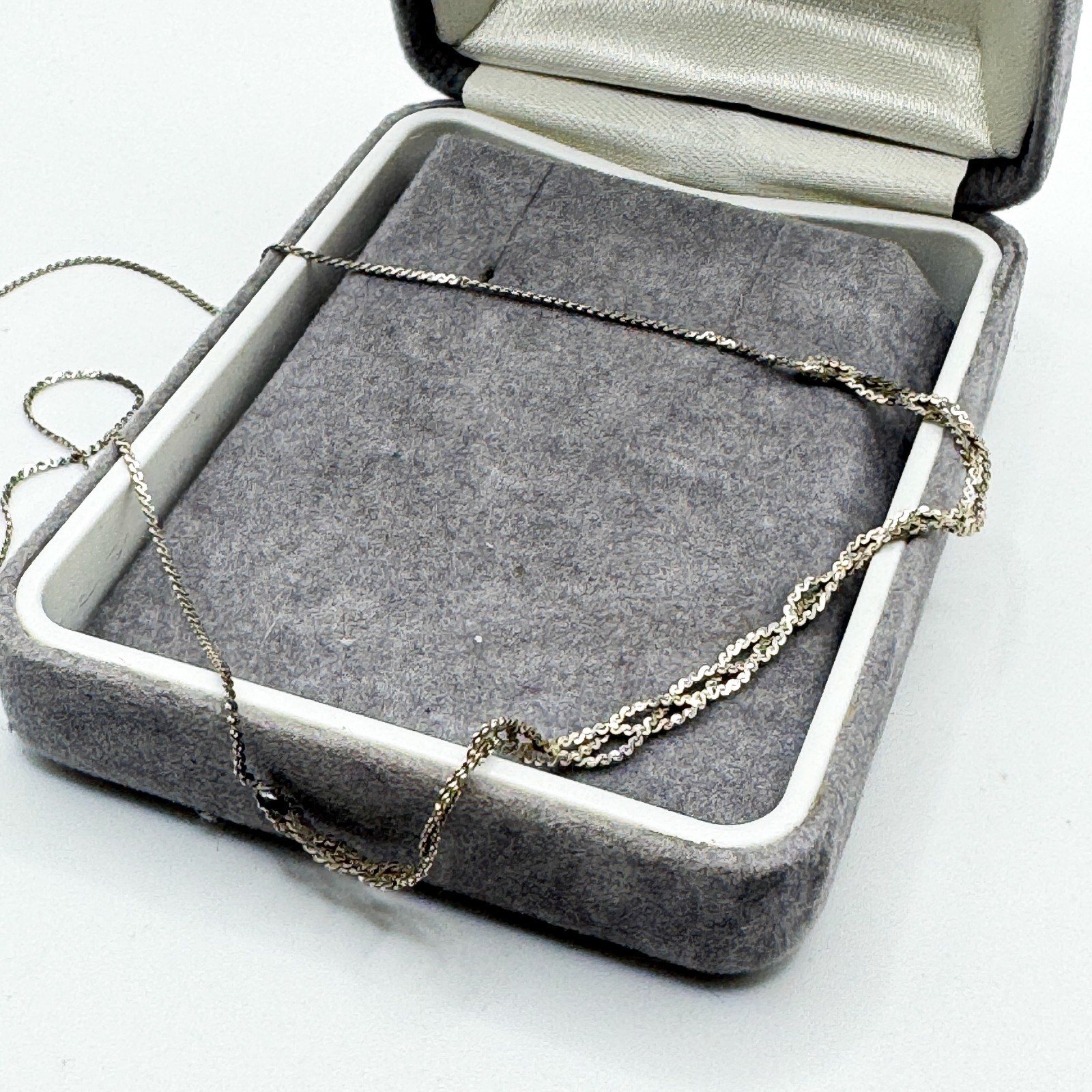 Vintage 925 Sterling Silver Plait Link Chain Necklace 38cm Spring Ring Clasp