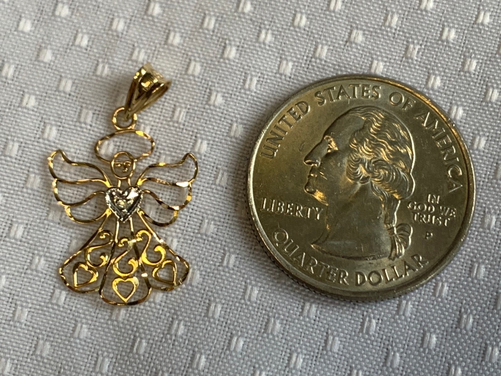 14K Yellow & White Gold Angel Charm .61g Fine Jewelry Michael Anthony Pendant