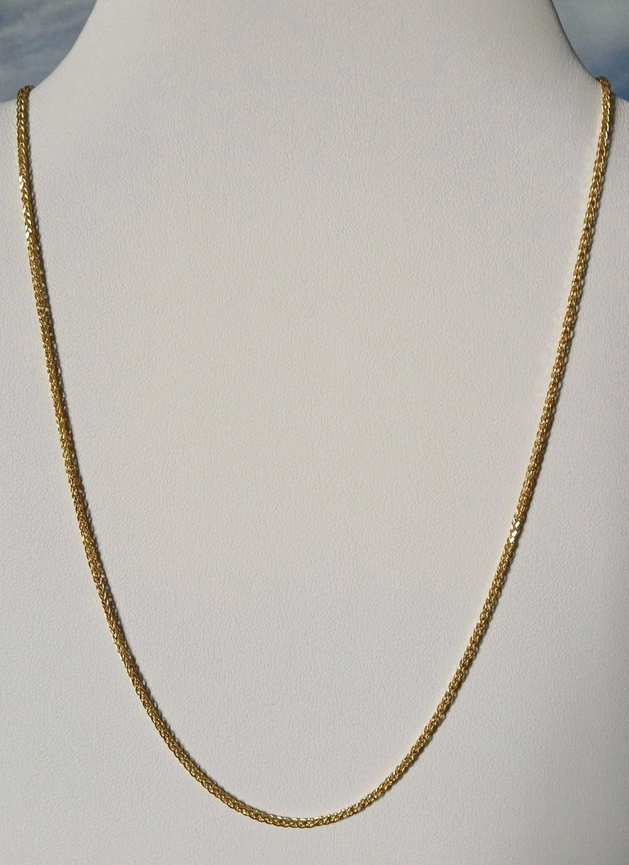 10k Gold Spiga Wheat Chain Necklace 1.7mm 16 Inch