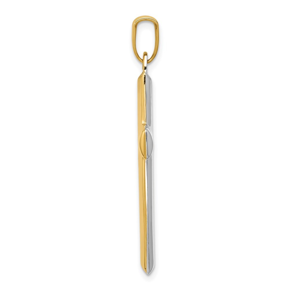 14k Gold Two-Tone Reversible Cross Charm Pendant 1.62 Inch