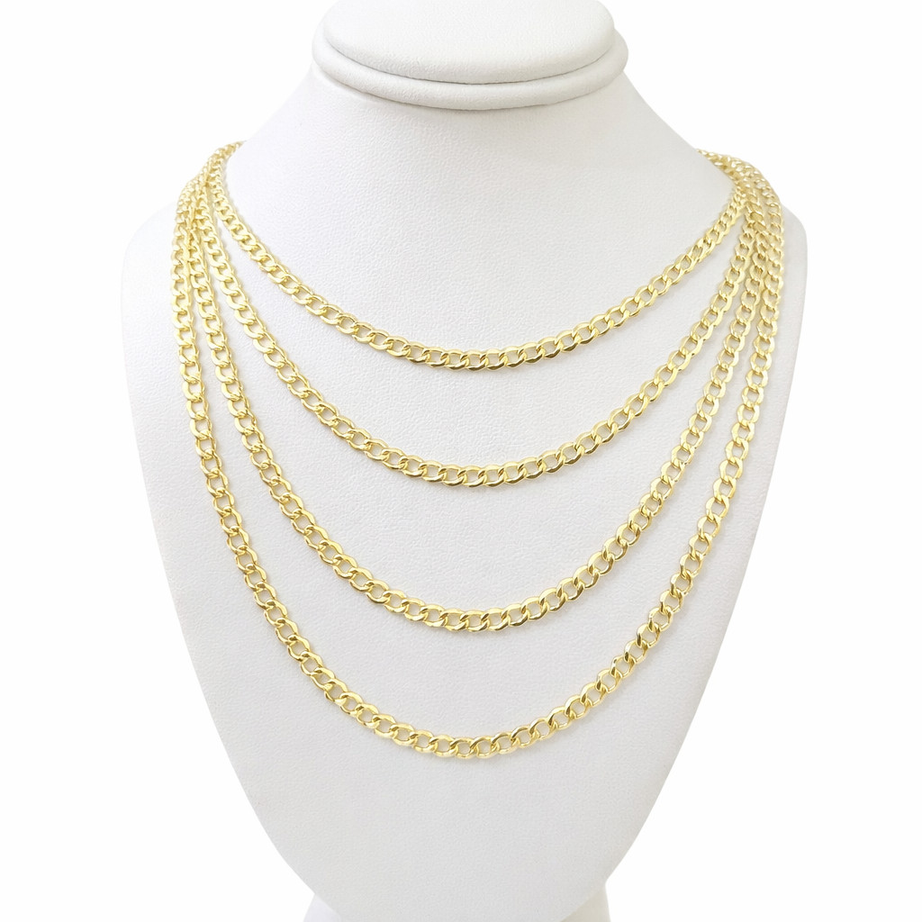 Real 14K Gold Cuban Curb Link Chain Necklace 5mm Mens Womens 18 20 22 24 Inch