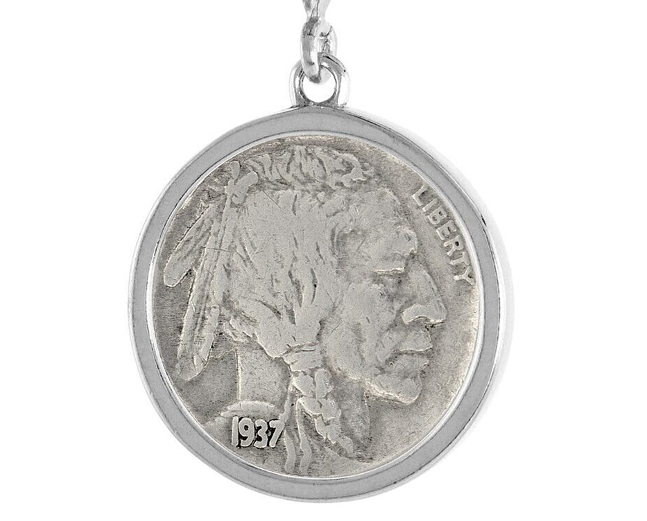 925 Sterling Silver Square Edge Nickel Coin Bezel Pendant 21mm Prong Back