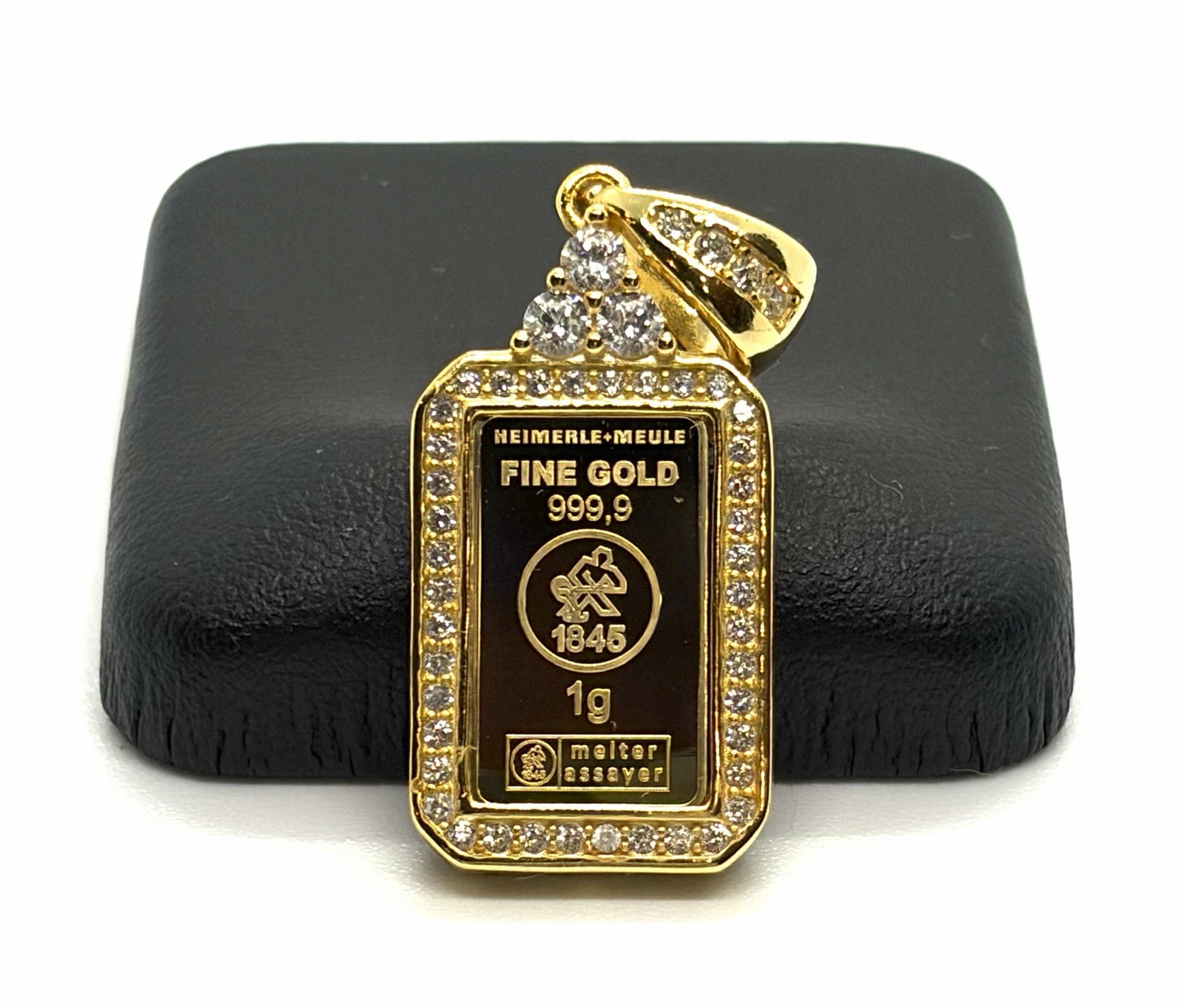 Heimerle Meule 24K Gold Ingot 1g Silver 925 Frame Pendant Top Germany Charm