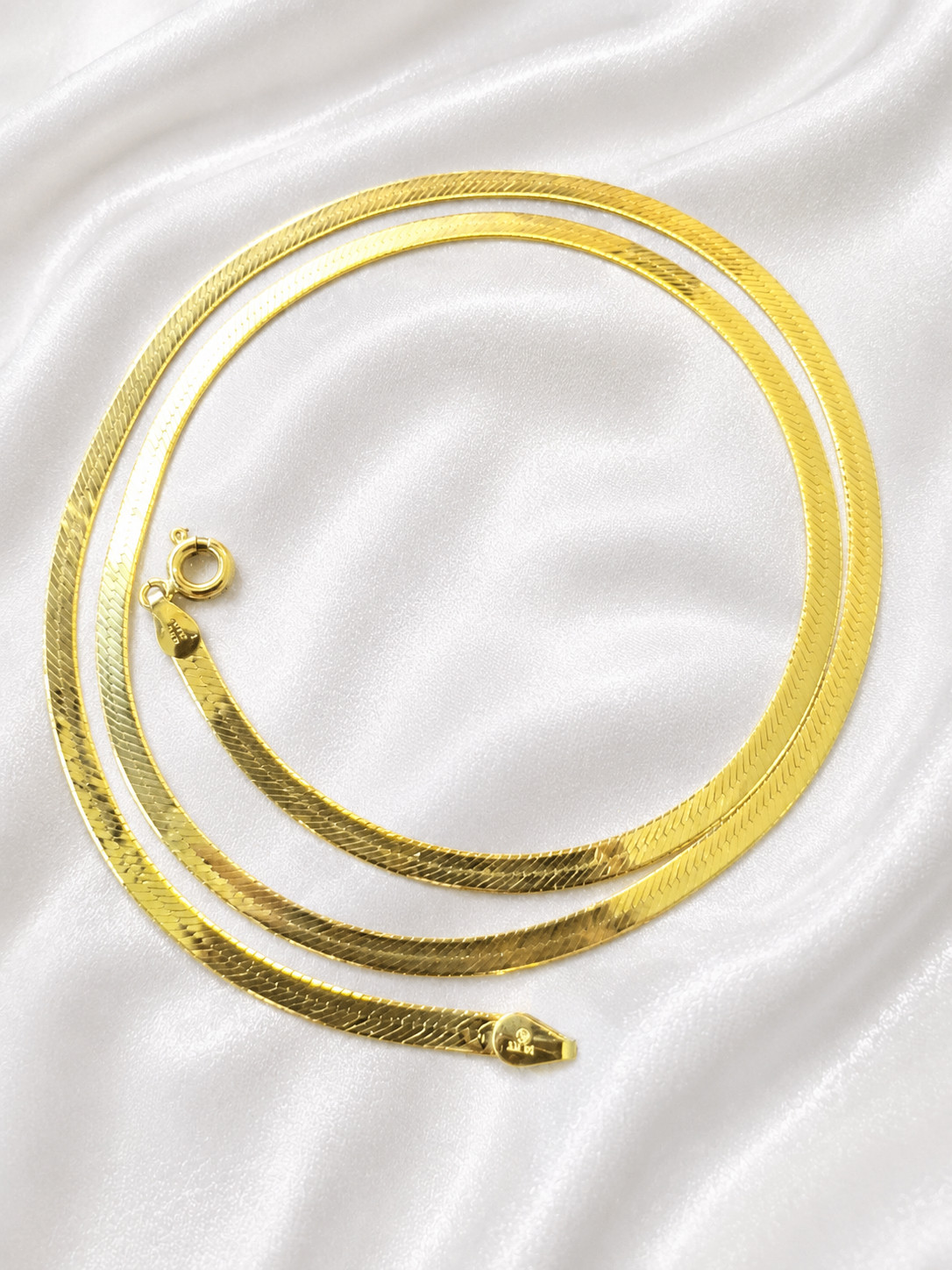Vintage 14K Gold Italian Herringbone Necklace 19.5″ 6.99g 4.5mm Made Italy