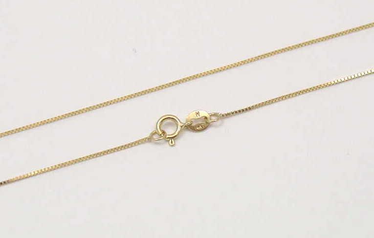 SOLID 14K YELLOW GOLD ITALIAN 0.6MM BOX CHAIN NECKLACE 16″