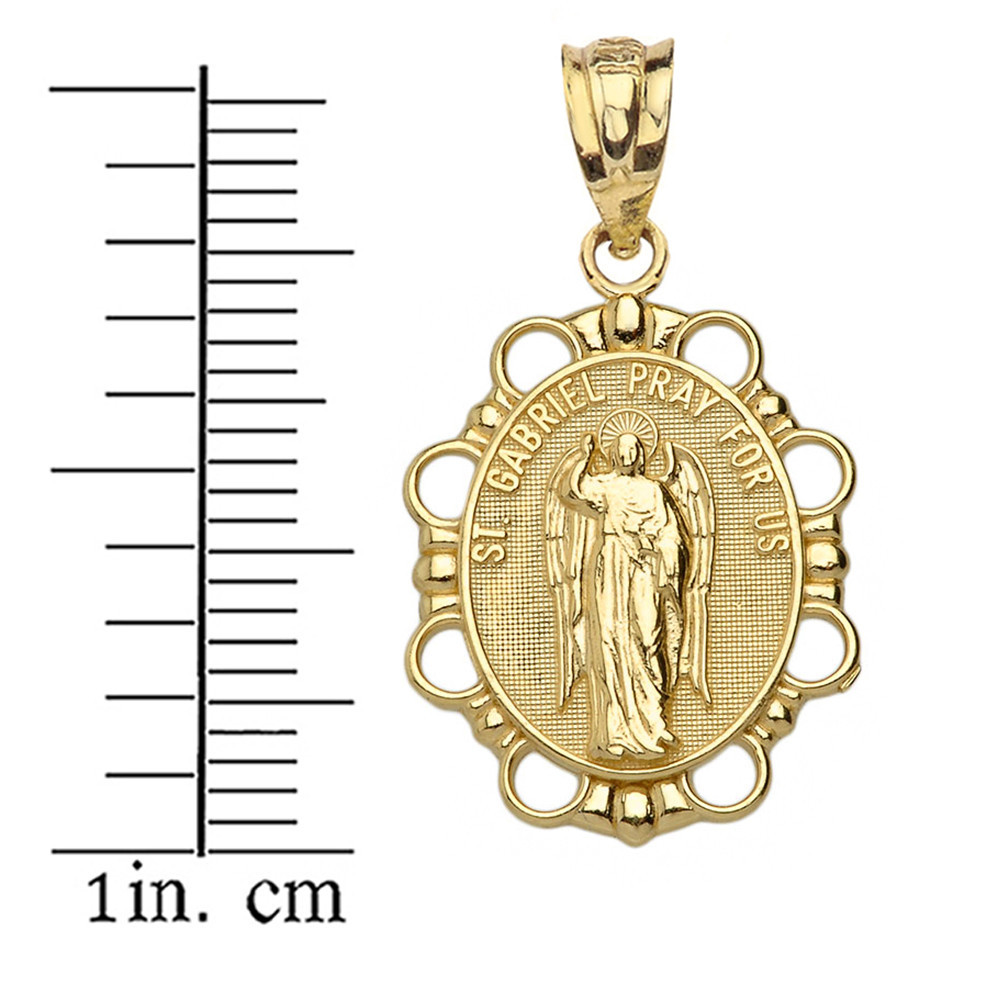 Solid Gold Saint Gabriel Pendant Necklace (Available in Yellow/Rose/White Gold)