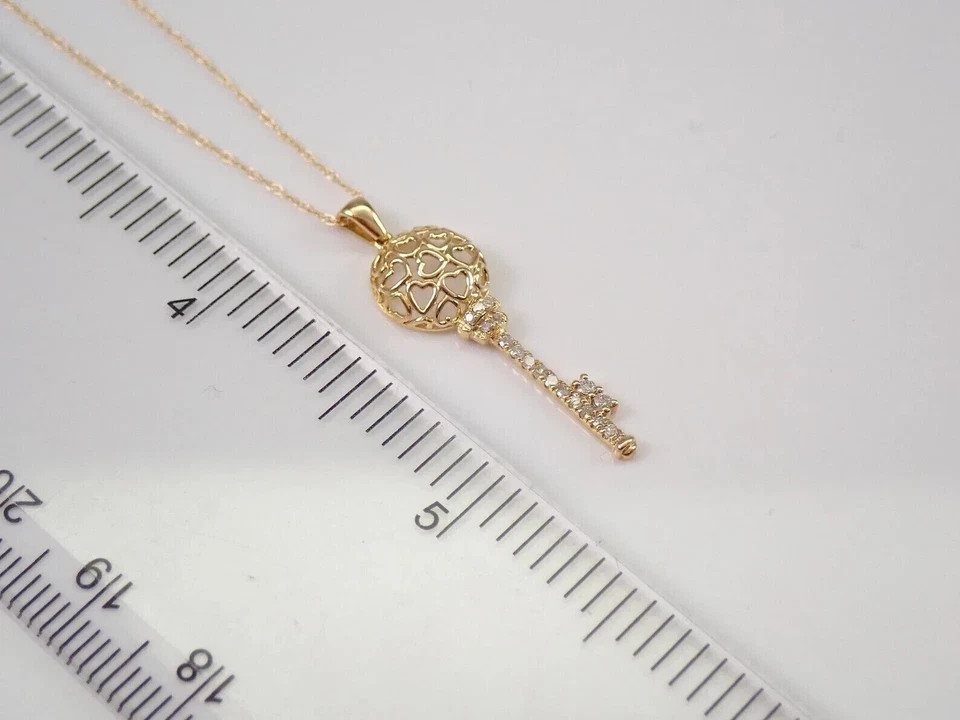 0.50Ct Lab Created Diamond Round Key Pendant 14K Yellow Gold Plated Free Chain