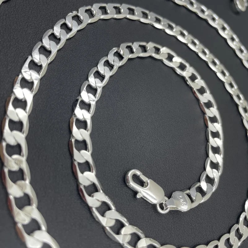 Men Women Silver Tone Curb Chain Necklace Lobster Clasp Fashion Jewelry UK