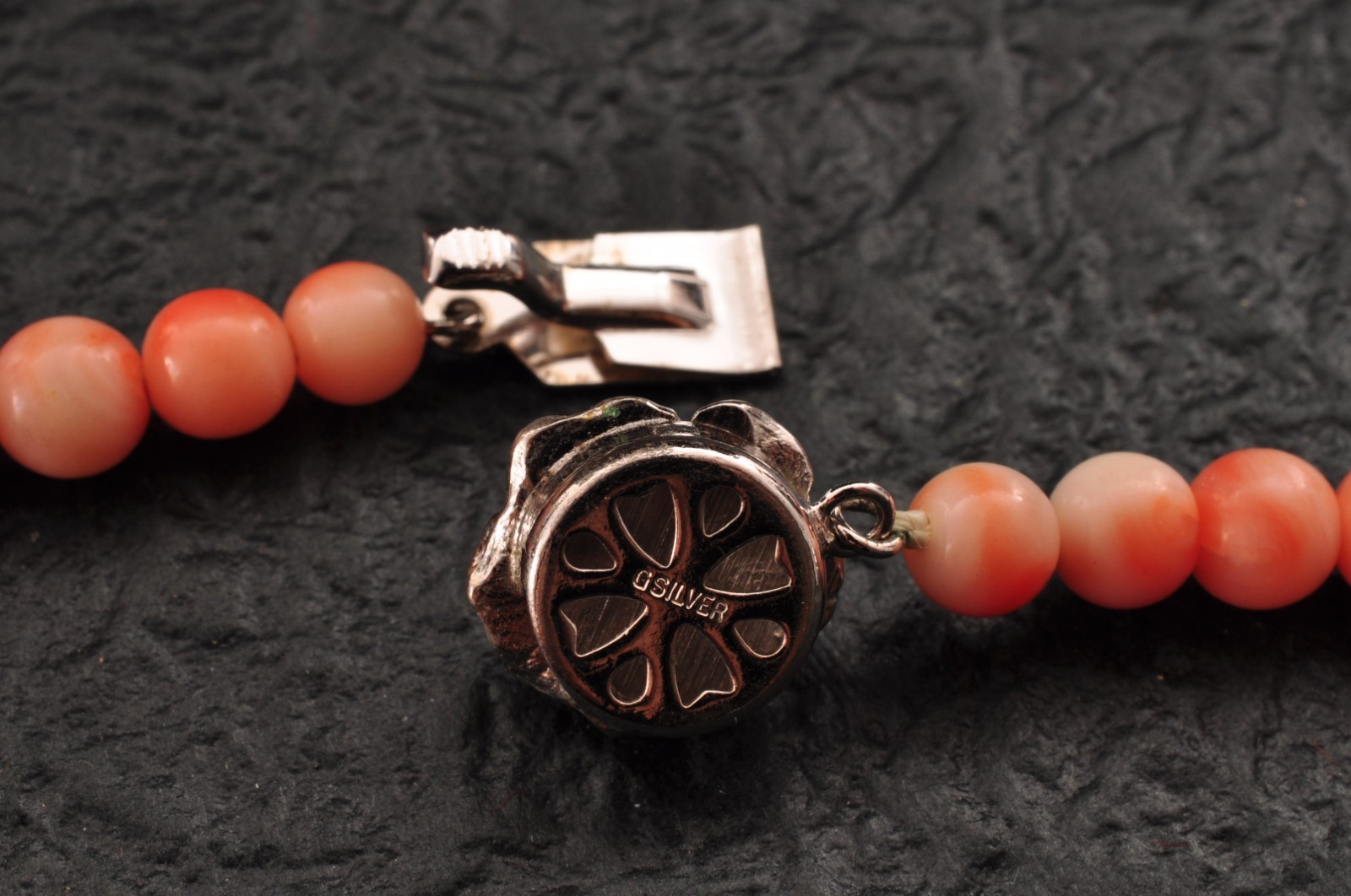 Angel skin coral Necklace and rose earrings set (17.3in 255ct) and Certificate.