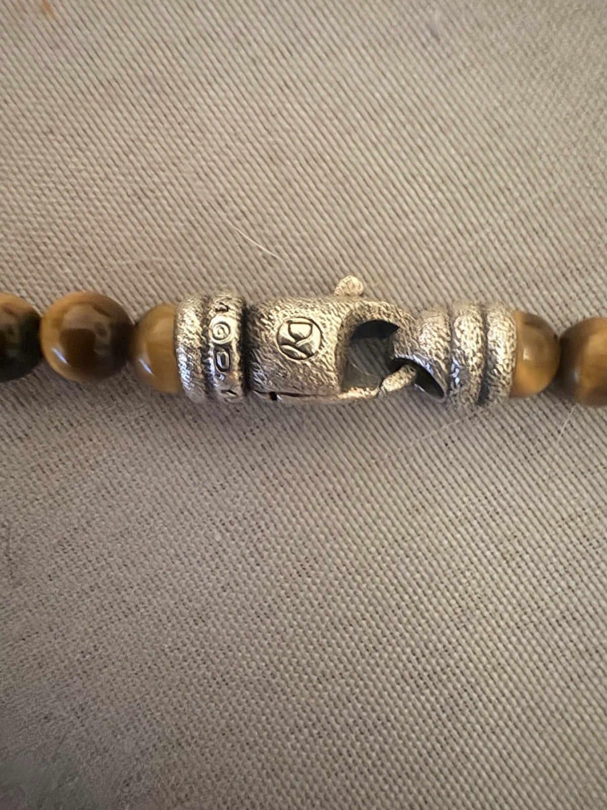 David Yurman Tiger Eye Spiritual Bead Sterling Silver 26” Necklace