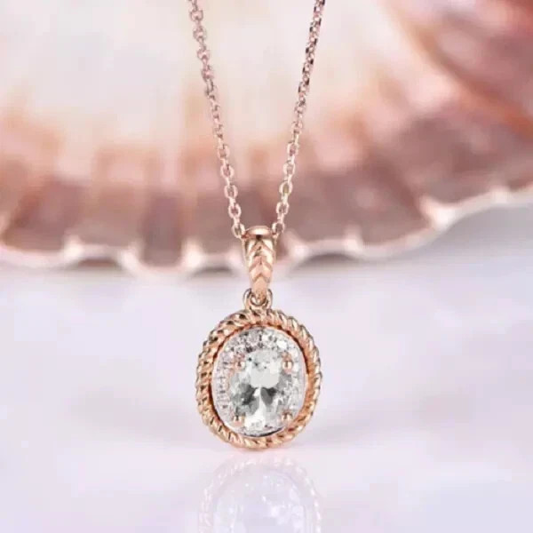2Ct Oval Cut VVS1 Diamond Halo Pendant 14K Yellow Gold Finish 18″Free Chain