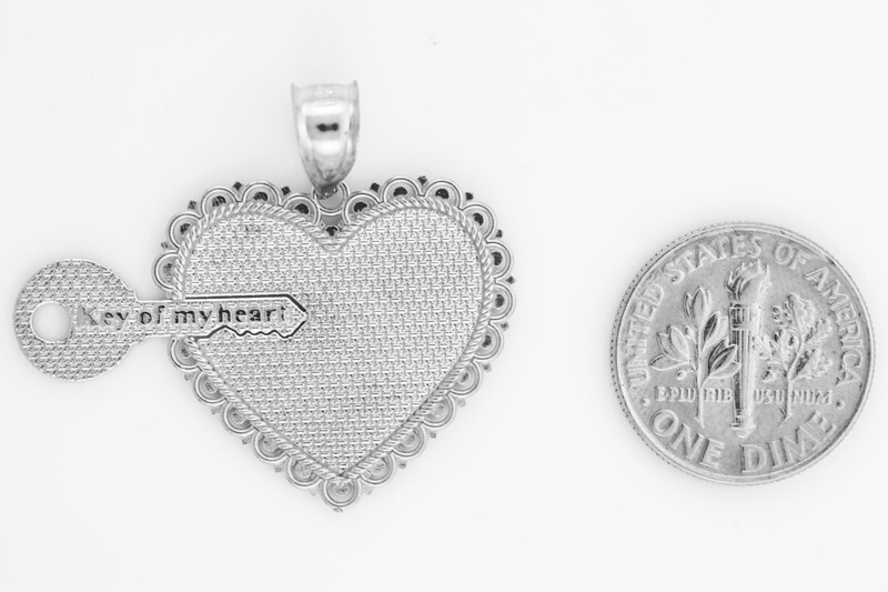 2pc Sterling Silver “Key Of My Heart” Detachable Pendant