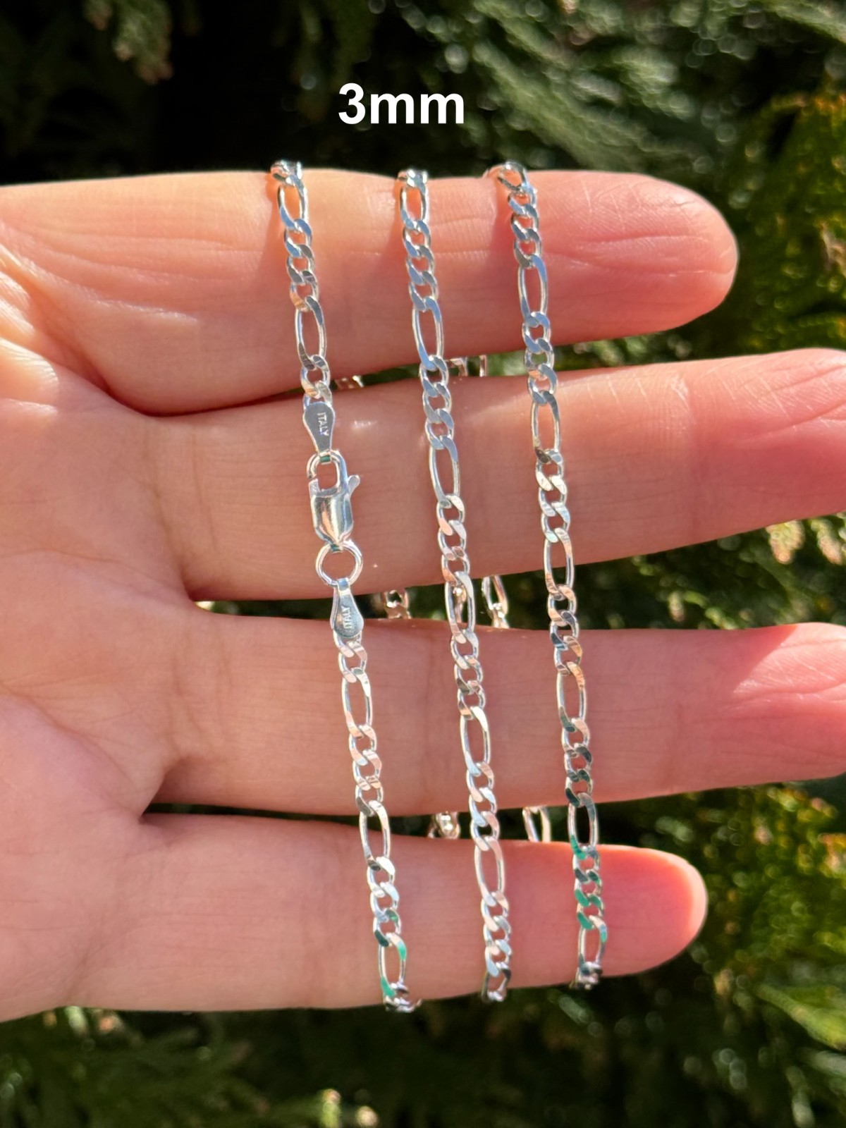 925 Sterling Silver Figaro Chain High Polished