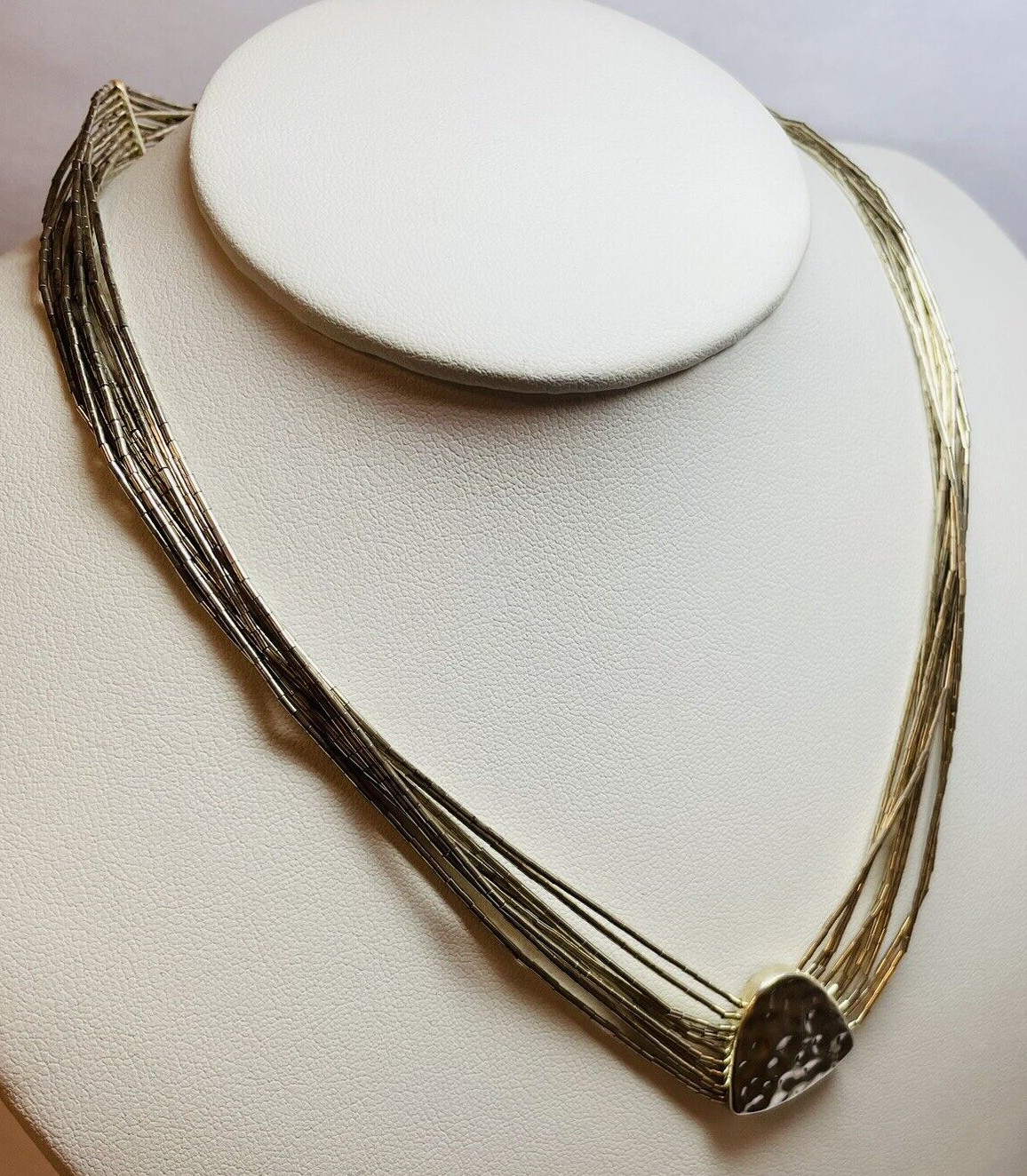 Silpada Sterling 925 Silver Liquid Silver 9 Strand Hammered Shield NecklaceN1288