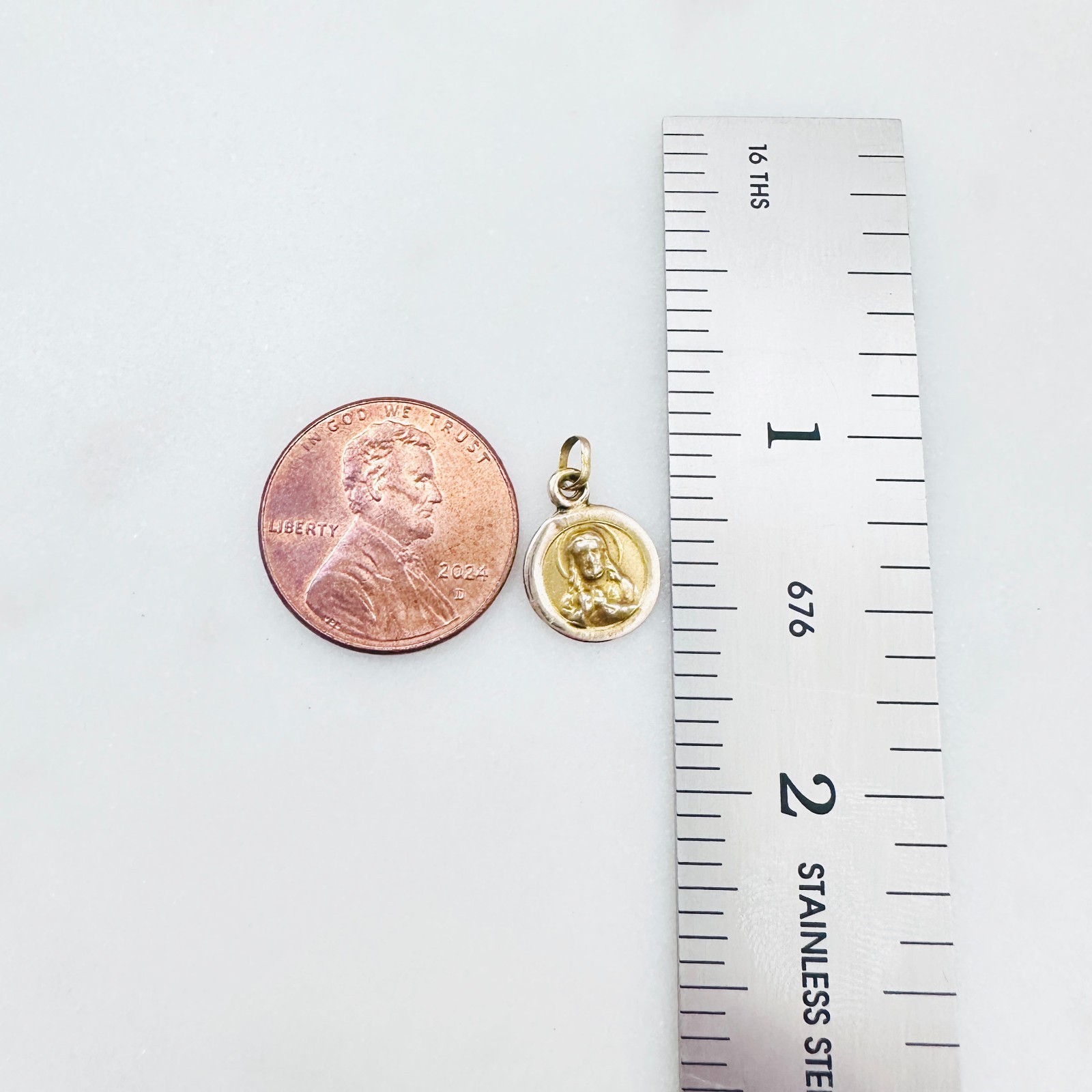 Vintage 14K Gold-Filled Virgin Mary / Sacred Heart of Jesus Medallion Pendant