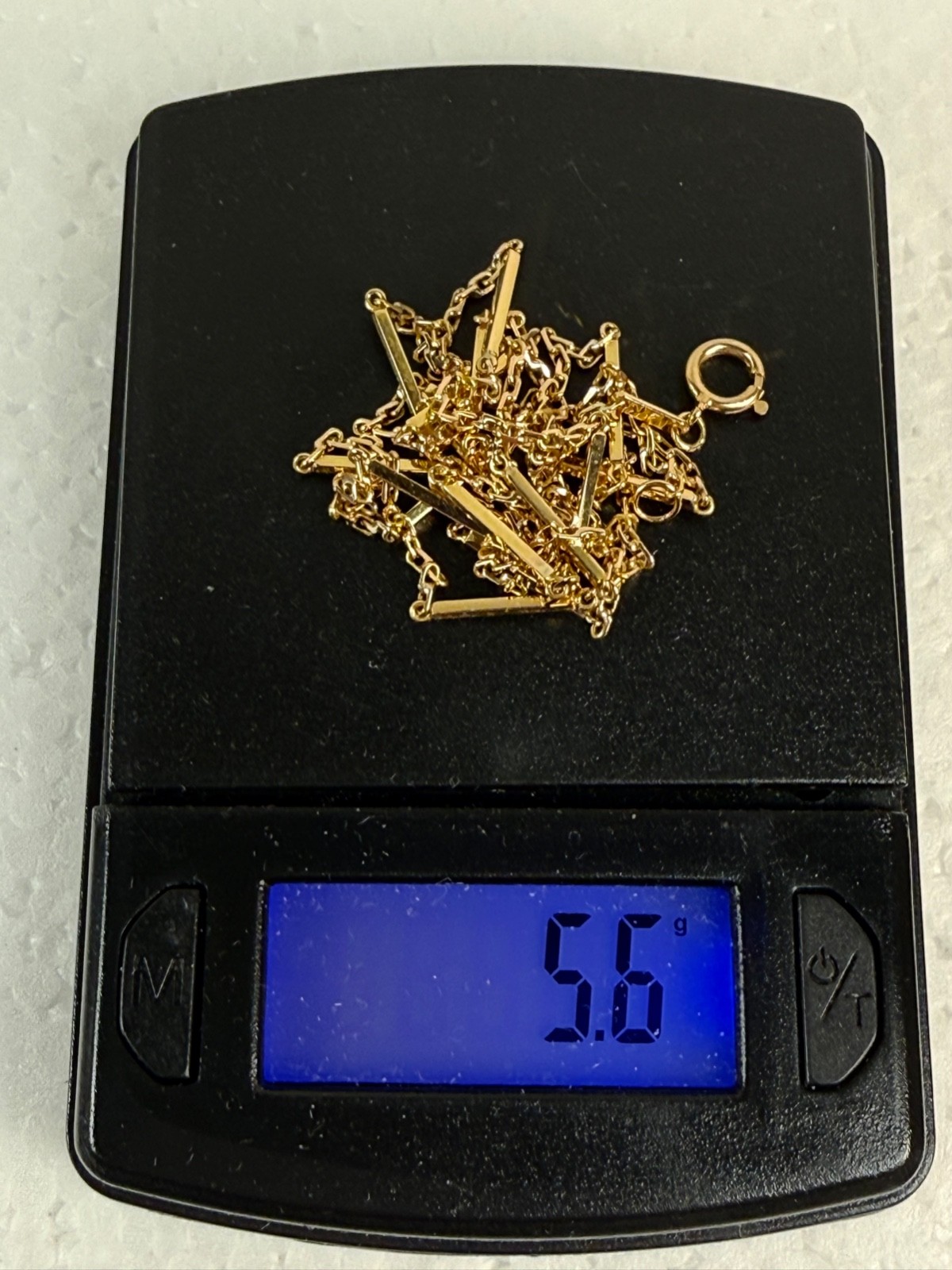 Antique 14k Yellow Gold Bar Link Necklace Chain 25″