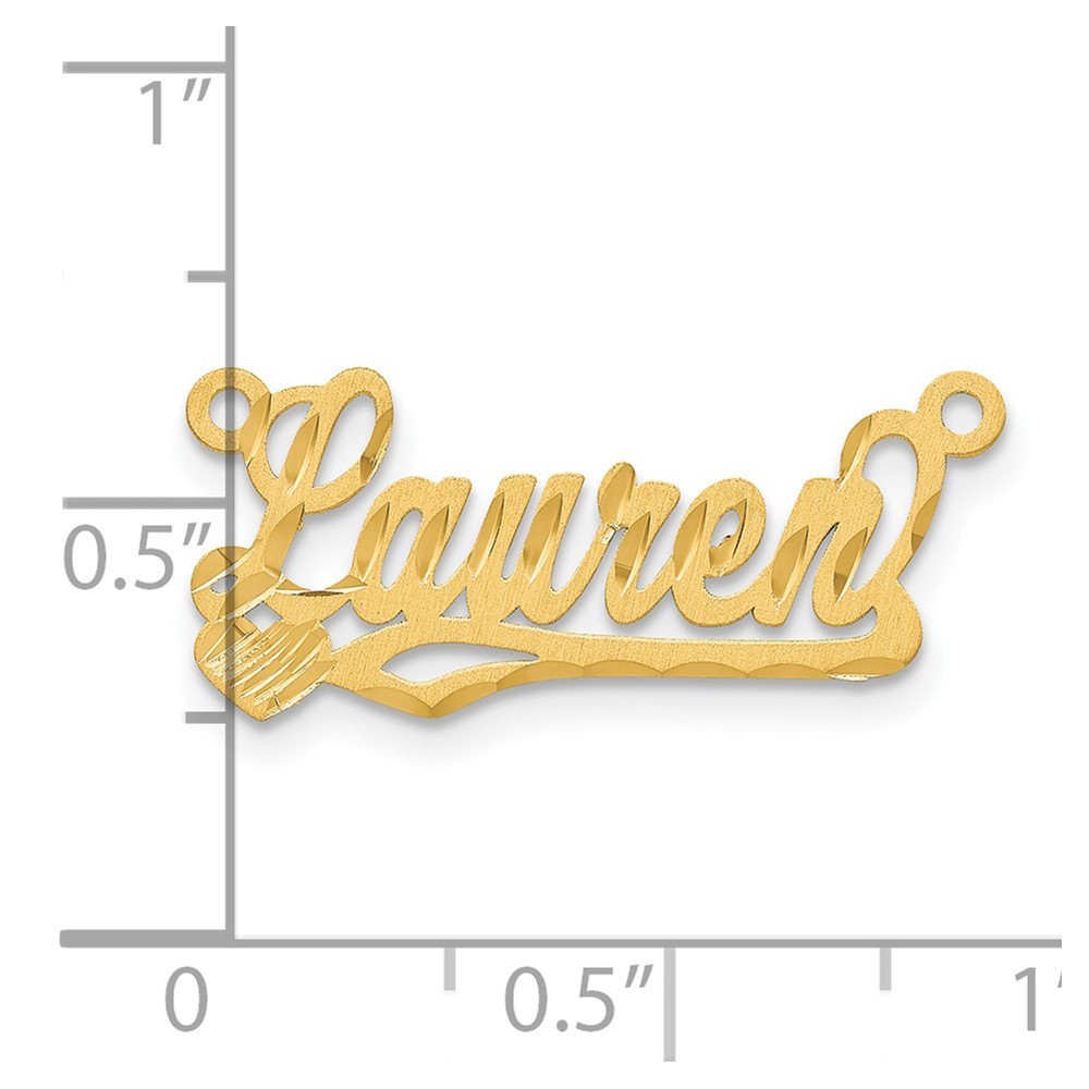 14k Yellow Gold Satin Diamond-cut Heart Name Plate