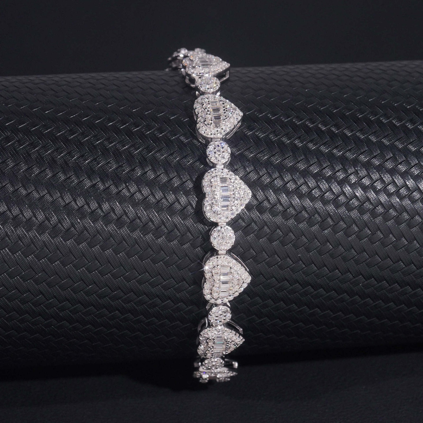 VVS1/D Moissanite Heart Link Bracelet Necklace Mens Womens – 925 Sterling Silver