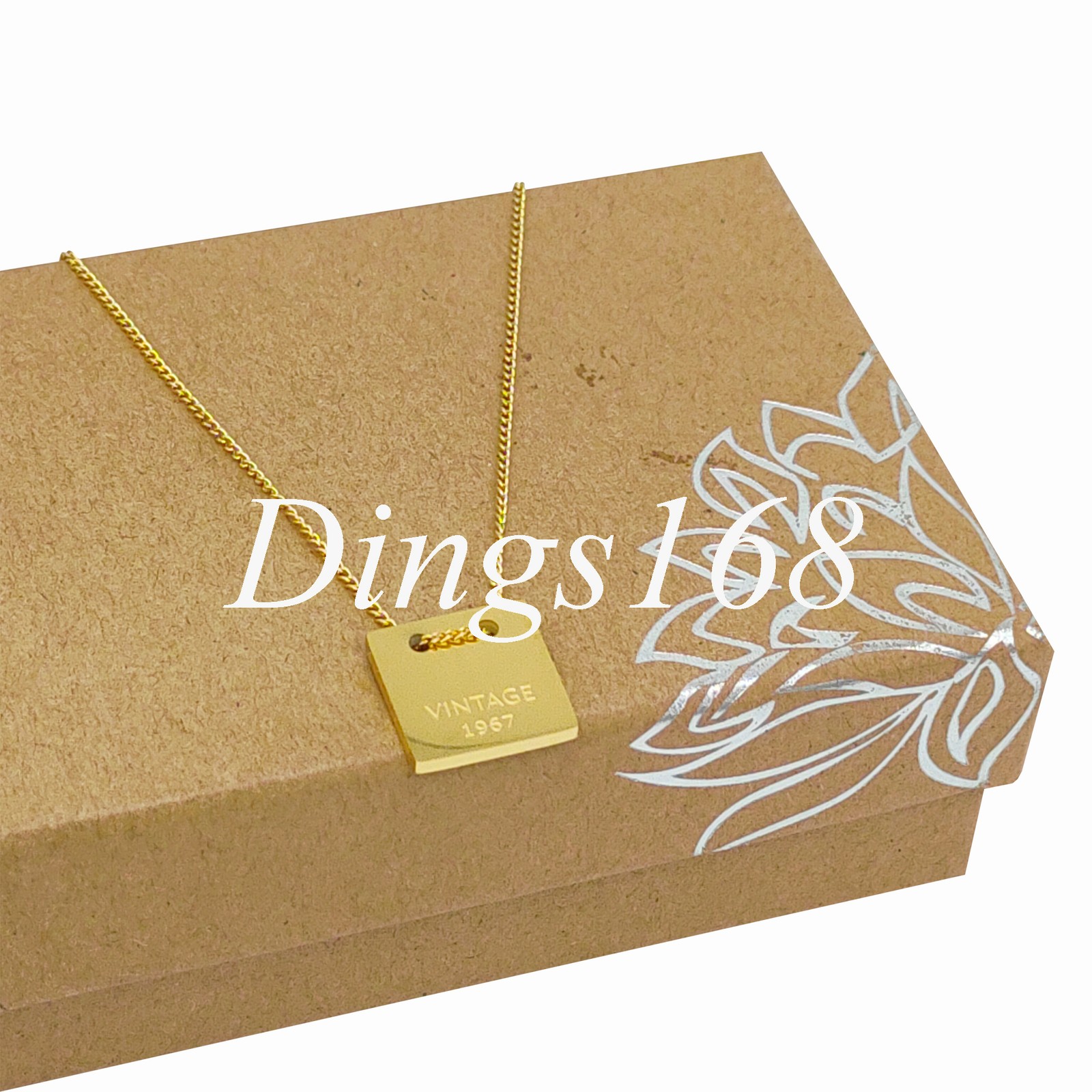 Solid 18K Yellow Gold Filled Tarnish-Free 12mm Square 16+2.4inch Choker Necklace