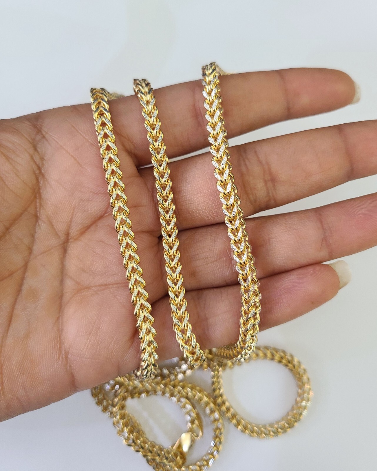 14K Franco Chain Necklace 18″ 20″ 22″ 4mm Yellow Gold Diamond Cut Real