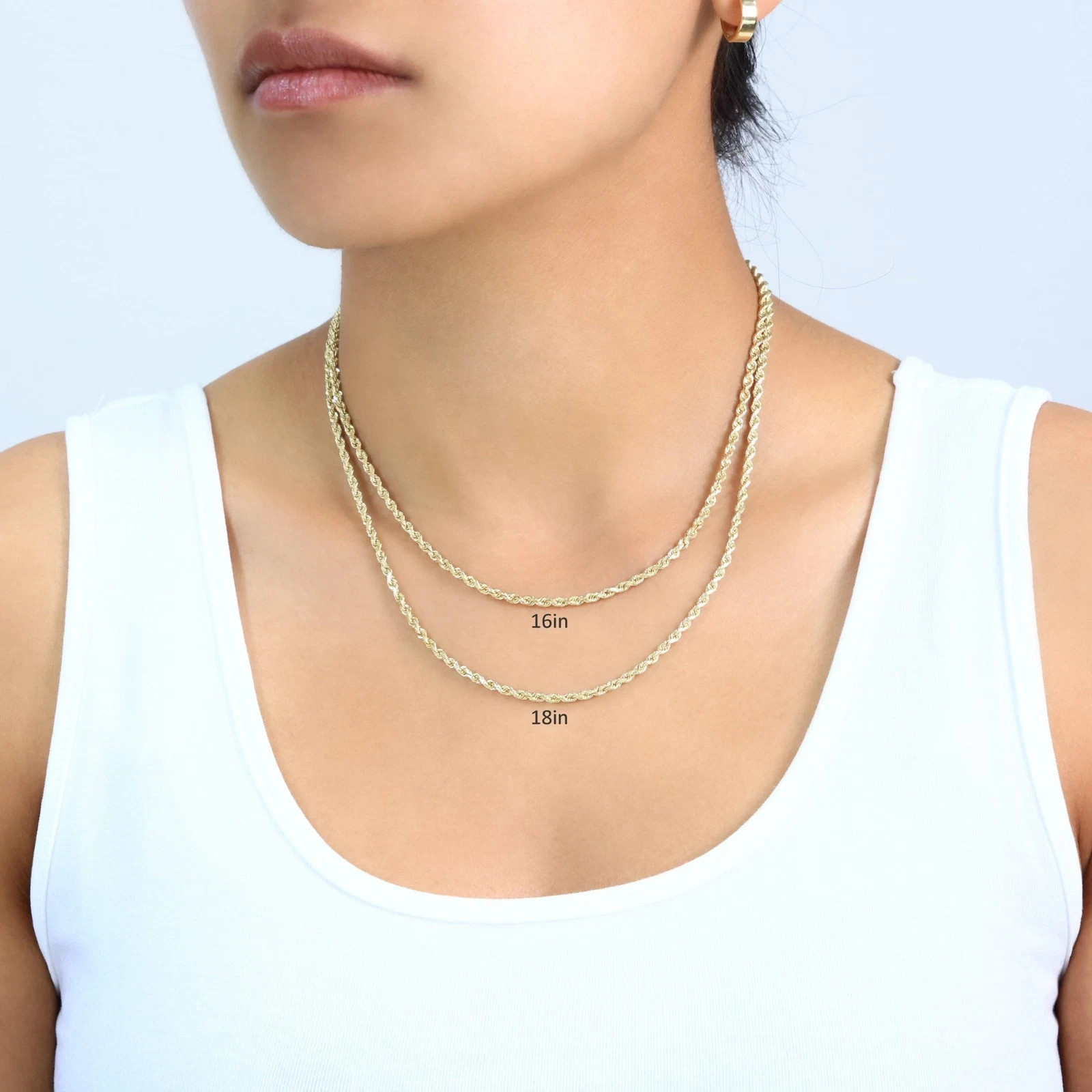 14K Yellow Gold 2mm-Diamond Cut Rope Chain Necklace Men Womens 18″