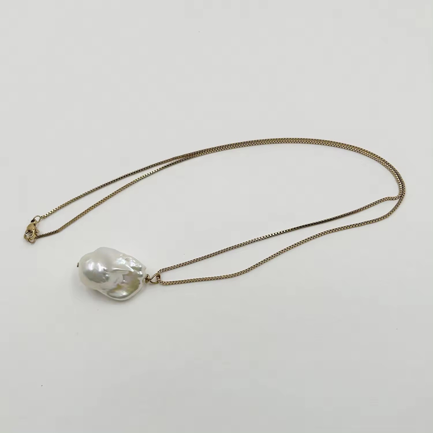 Cultured Baroque Pearl 18k Plated Box Chain Necklace in Gift Box – Real Pearls