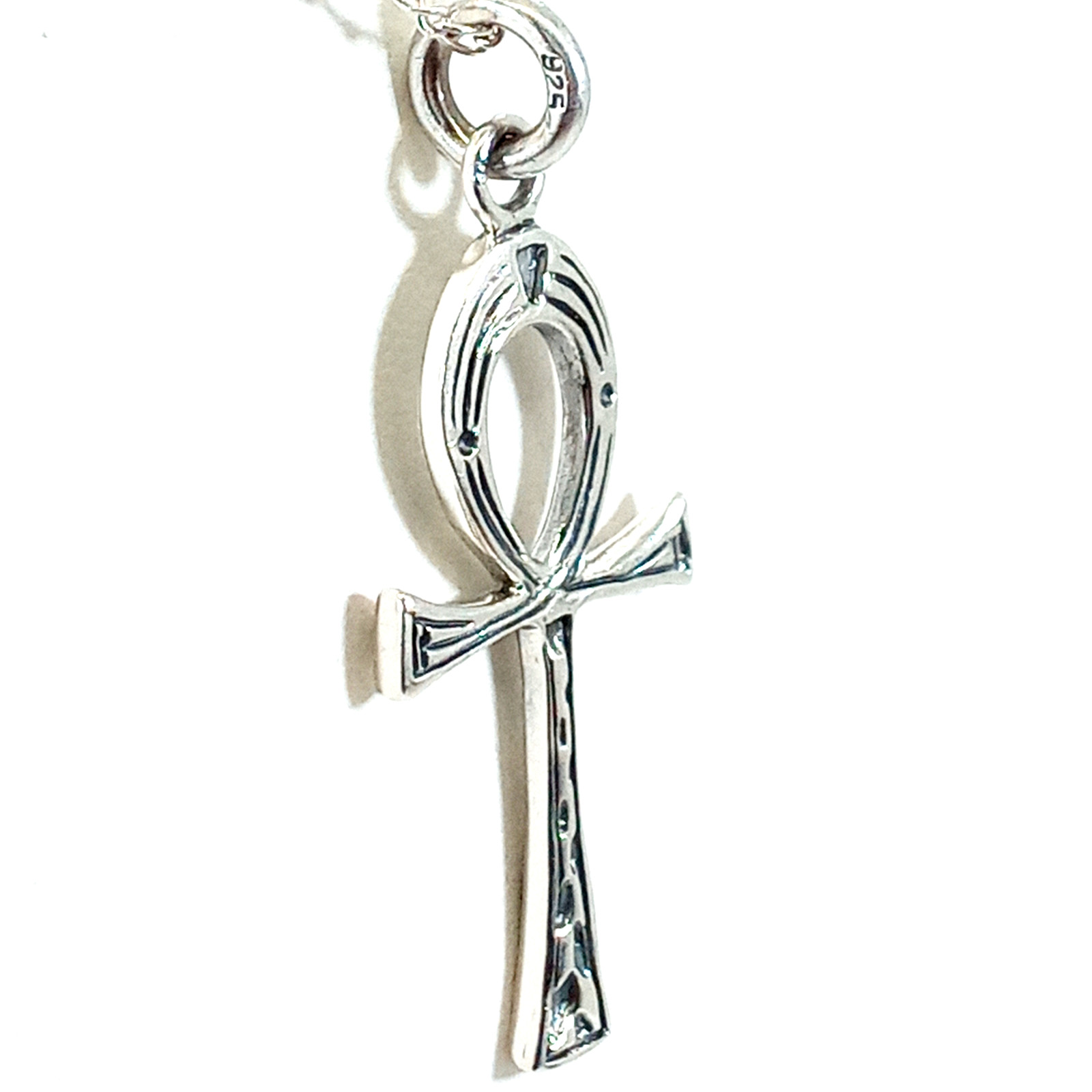 Vintage 925 Sterling Silver Detailed Sturdy Egyptian Ankh Necklace Unisex