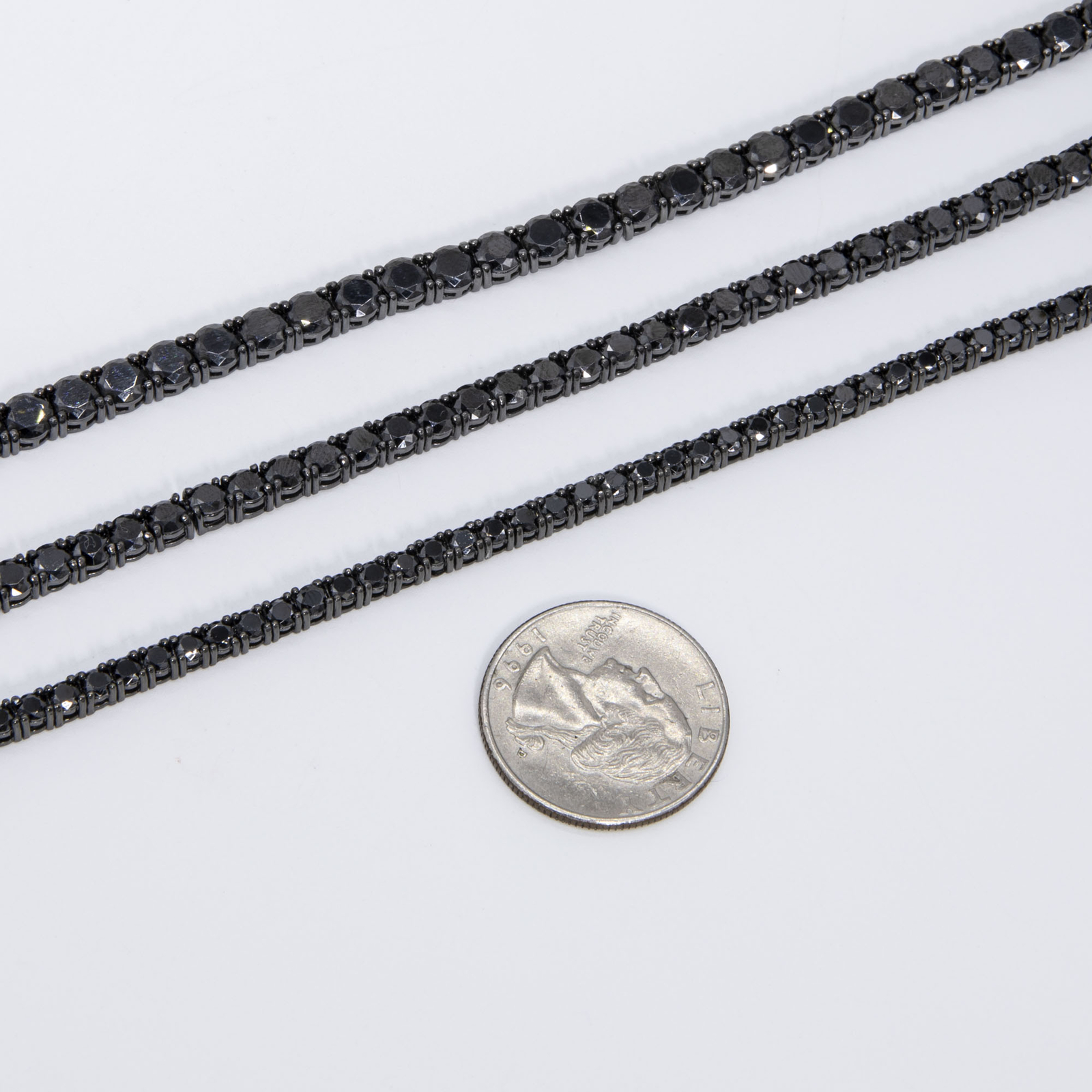 Shiny Black Tennis Chain Necklace Sterling Silver 925