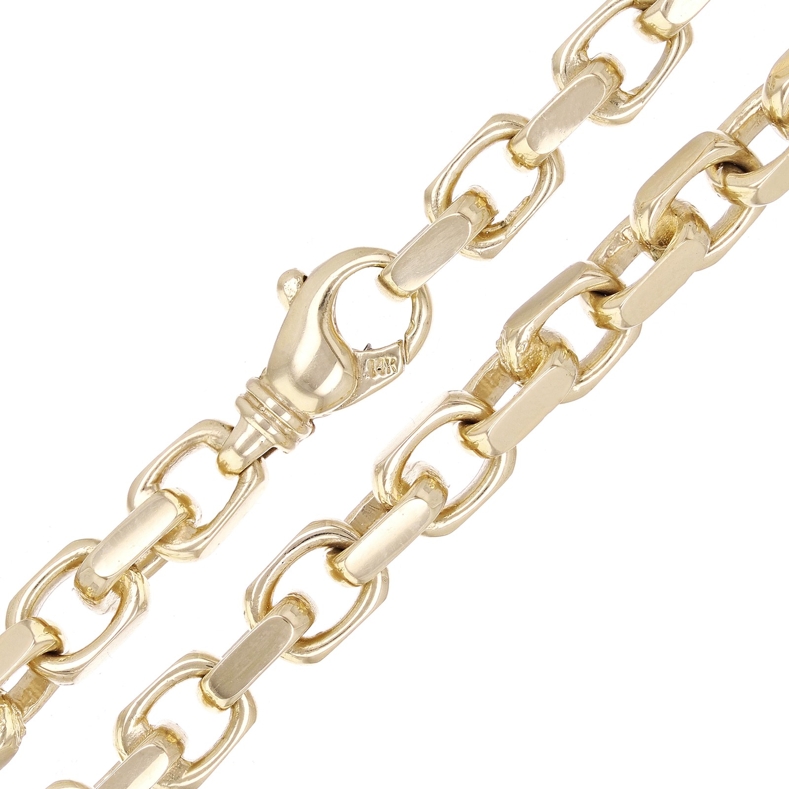 14k Yellow Gold Handmade Fashion Link Chain Necklace 20″ – 30″ 7mm