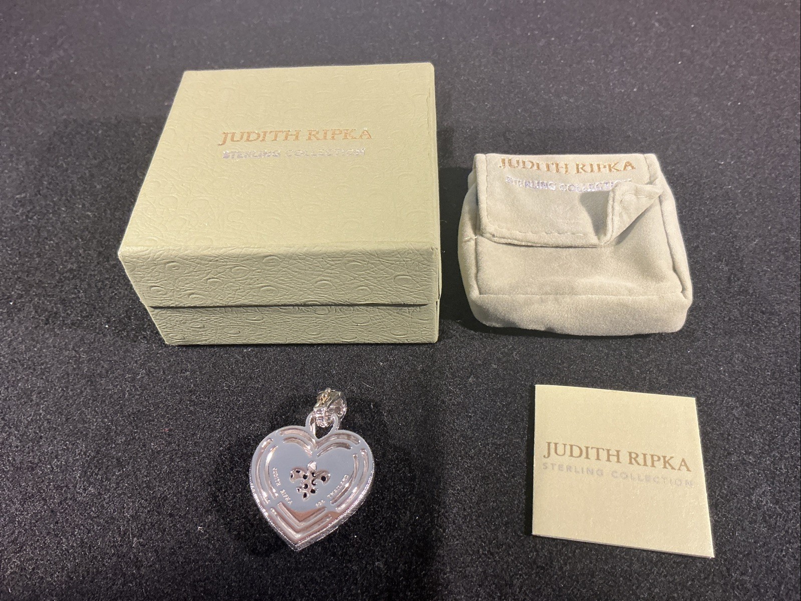 Judith Ripka Sterling Silver 2.4 Ct Tanzanite Heart Pendant Enhancer QVC NEW