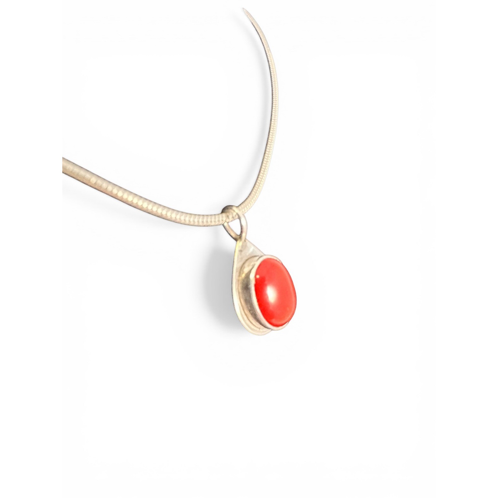 Unbranded Teardrop Necklace Women OS Red Excellent 925 Sterling Silver Cabochon