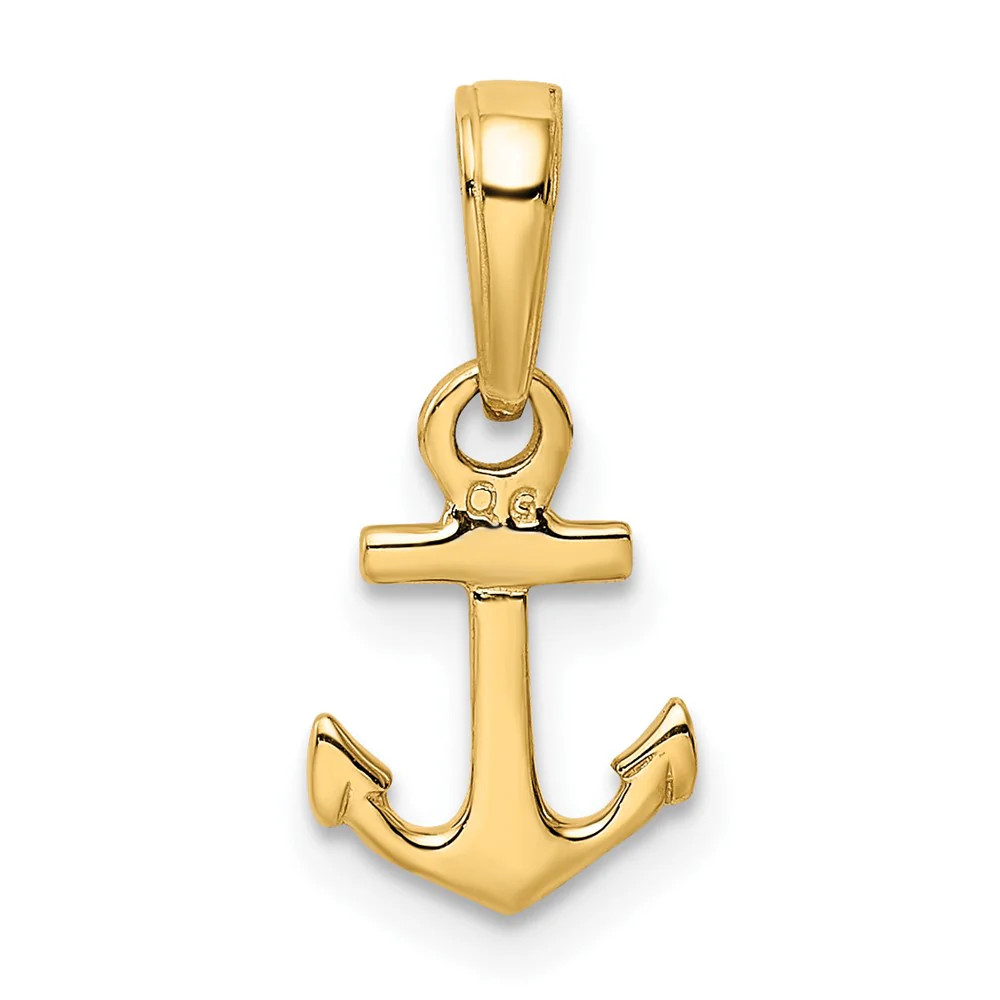 10K / 14K Yellow Gold Mini Anchor Pendant