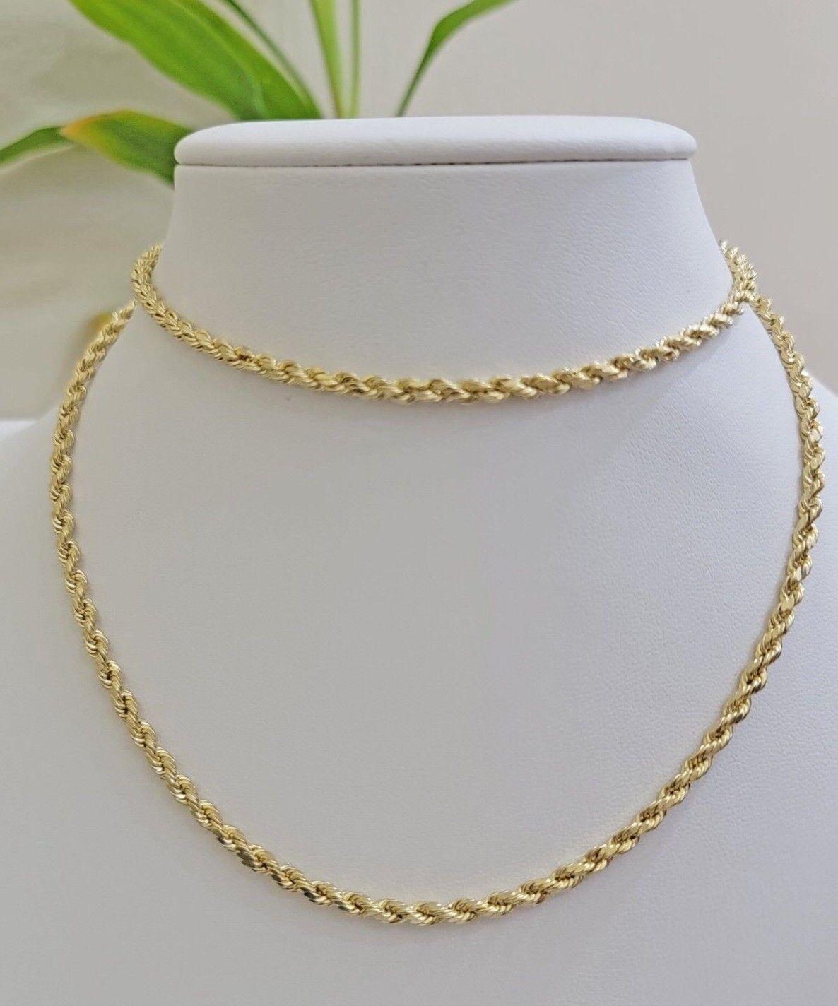 Real 10k Gold Rope Chain Necklace 18-30 Inch 3mm to 10mm Diamond Cut 10KT Yellow